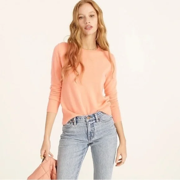J. Crew Women's Coral Crew Neck Cashmere Sweater - Picture 4 of 5
